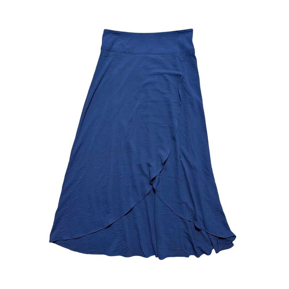 By Design Skirt Womens Large High-Low Tulip Navy Blue Textured Lined NEW
